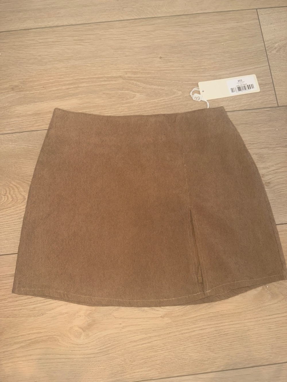 Beach Bunny Brown Suede Mini Skirt with Front Slit